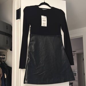 Zara Black Sheath Dress Long Sleeve Crew Neck